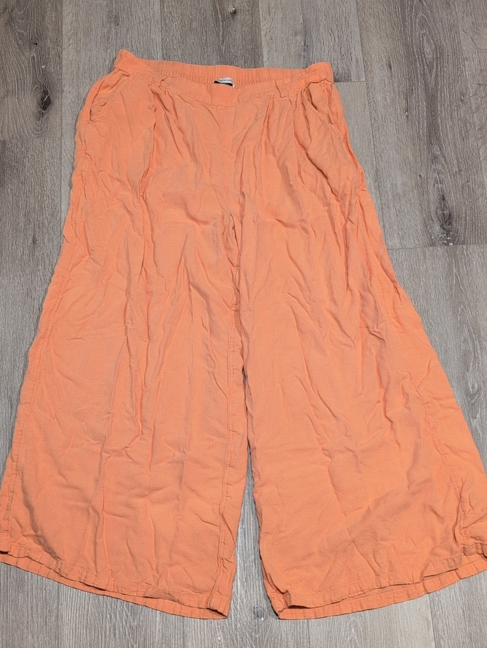 American Eagle Outfitters Peach Wide-Leg Linen-Blend Pants